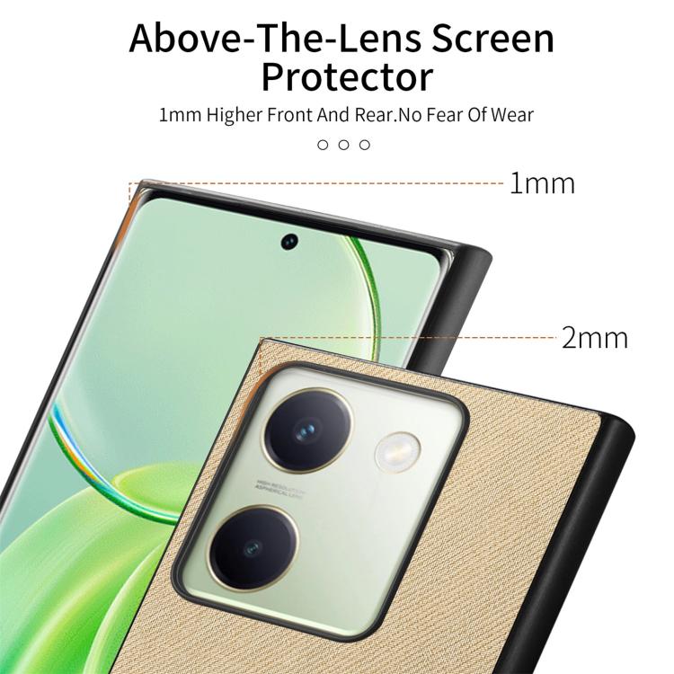 For vivo Y300+ Twill Fabric Leather Skin Back Phone Case
