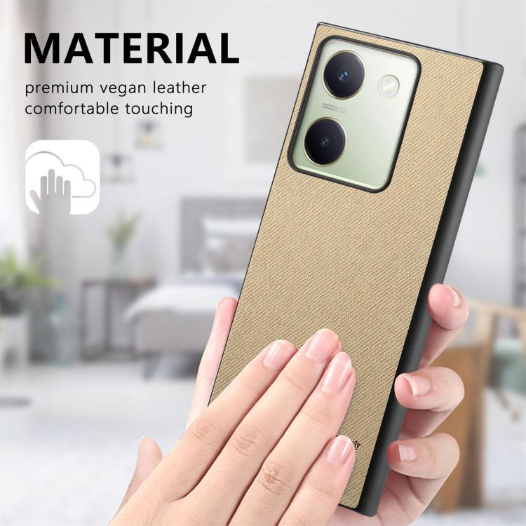 For vivo Y300+ Twill Fabric Leather Skin Back Phone Case