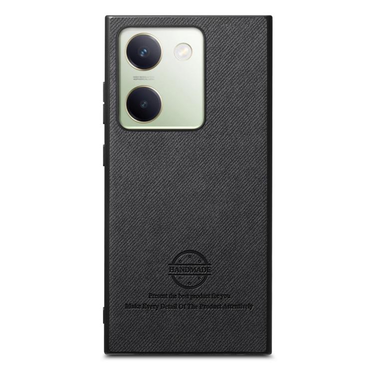 For vivo Y300+ Twill Fabric Leather Skin Back Phone Case