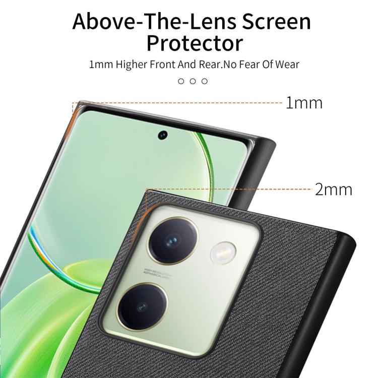For vivo Y300+ Twill Fabric Leather Skin Back Phone Case