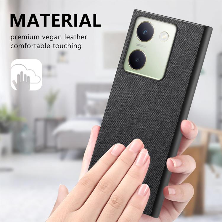 For vivo Y300+ Twill Fabric Leather Skin Back Phone Case