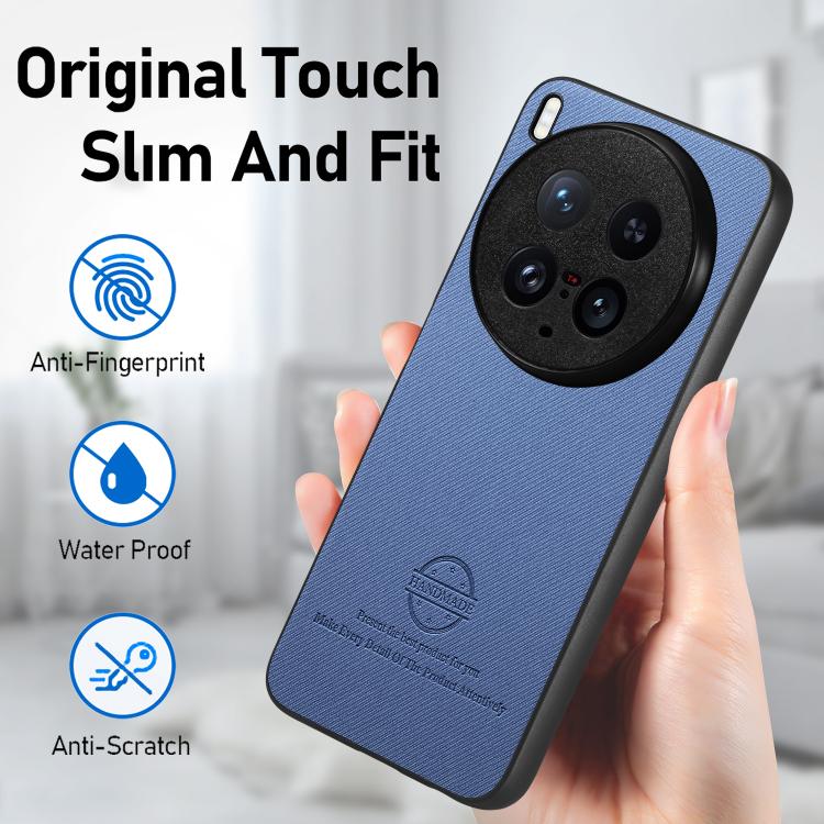 For vivo X200 Ultra Twill Fabric Leather Skin Back Phone Case