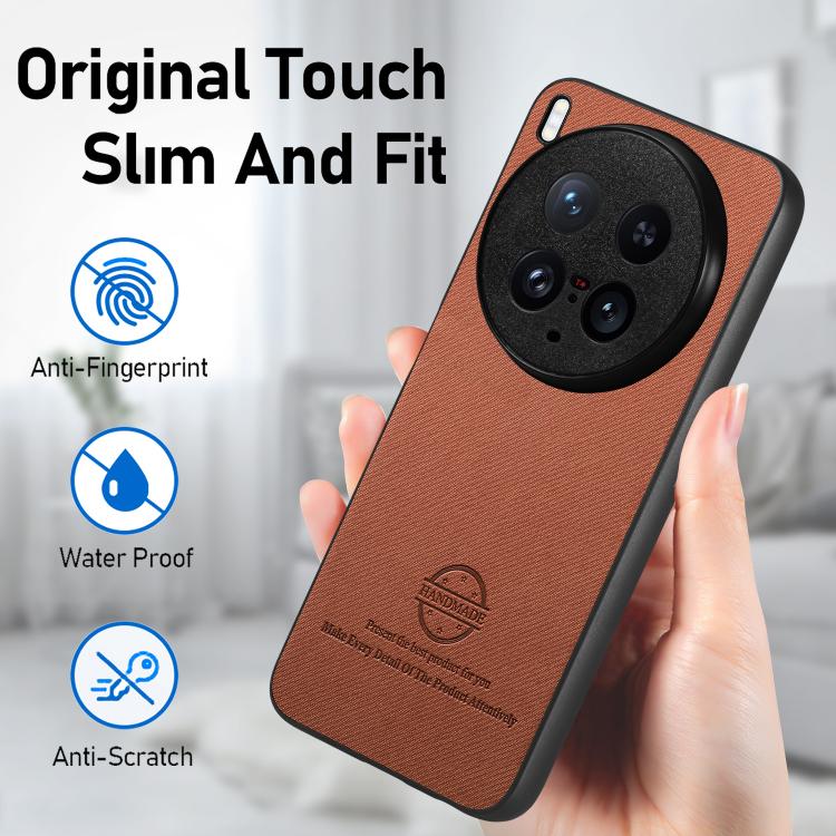 For vivo X200 Ultra Twill Fabric Leather Skin Back Phone Case