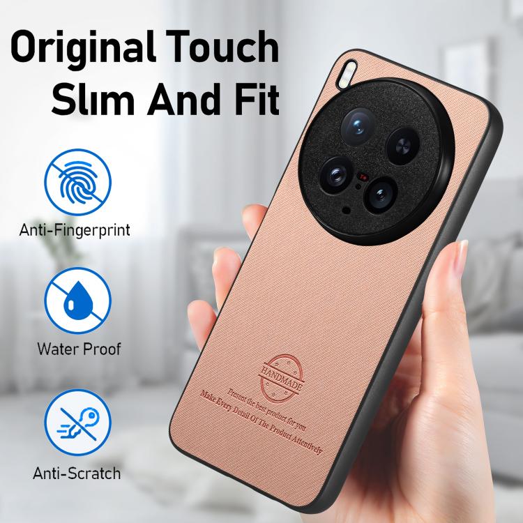 For vivo X200 Ultra Twill Fabric Leather Skin Back Phone Case