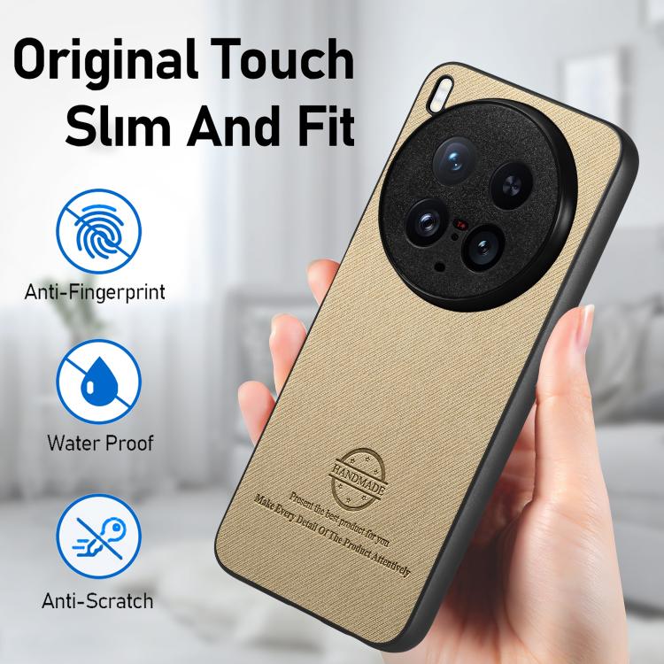 For vivo X200 Ultra Twill Fabric Leather Skin Back Phone Case