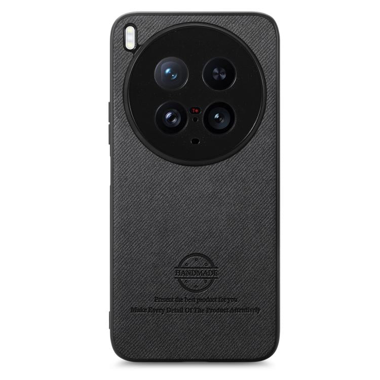 For vivo X200 Ultra Twill Fabric Leather Skin Back Phone Case