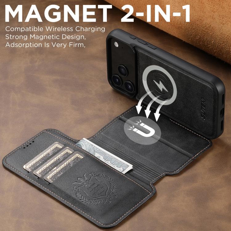 For iPhone 17 Pro Max Suteni Q05 2-in-1 Multi-function Detachable Wallet MagSafe Phone Case