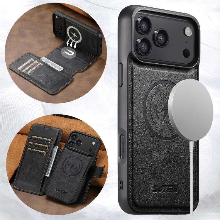 For iPhone 17 Pro Max Suteni Q05 2-in-1 Multi-function Detachable Wallet MagSafe Phone Case