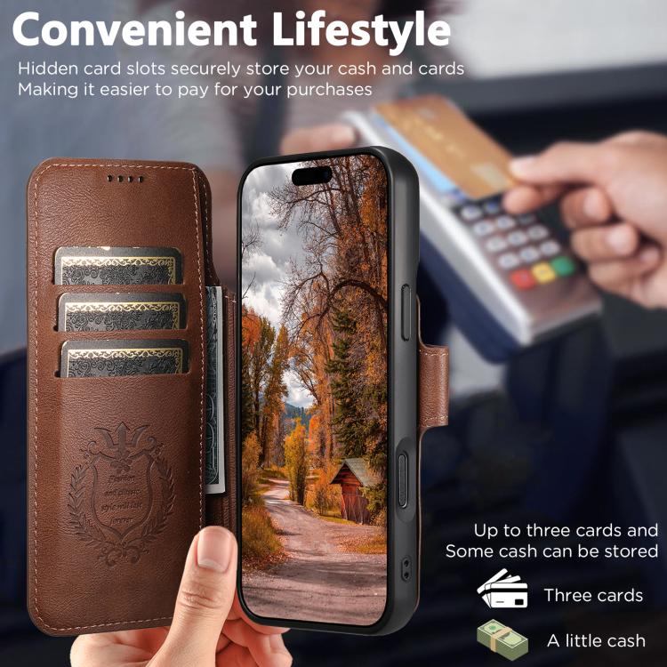 For iPhone 17 Pro Max Suteni Q05 2-in-1 Multi-function Detachable Wallet MagSafe Phone Case