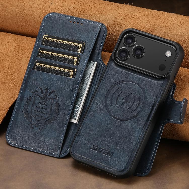 For iPhone 17 Pro Max Suteni Q05 2-in-1 Multi-function Detachable Wallet MagSafe Phone Case