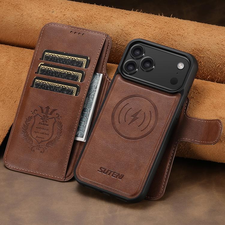 For iPhone 17 Pro Suteni Q05 2-in-1 Multi-function Detachable Wallet MagSafe Phone Case