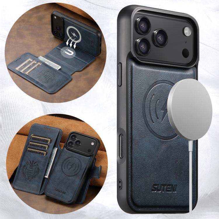For iPhone 17 Pro Suteni Q05 2-in-1 Multi-function Detachable Wallet MagSafe Phone Case