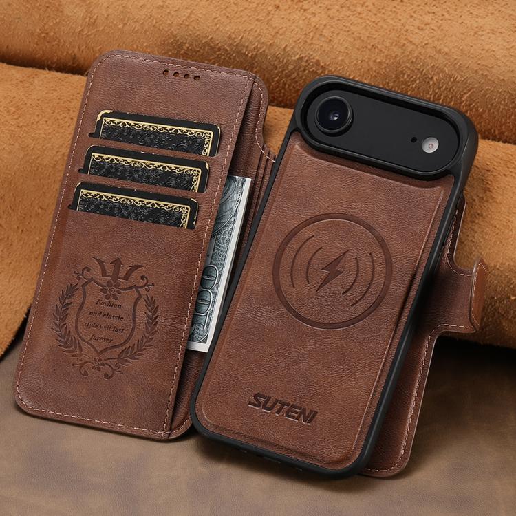 For iPhone Air Suteni Q05 2-in-1 Multi-function Detachable Wallet MagSafe Phone Case