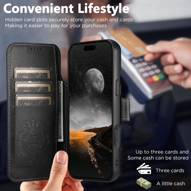 For iPhone 17 Suteni Q05 2-in-1 Multi-function Detachable Wallet MagSafe Phone Case