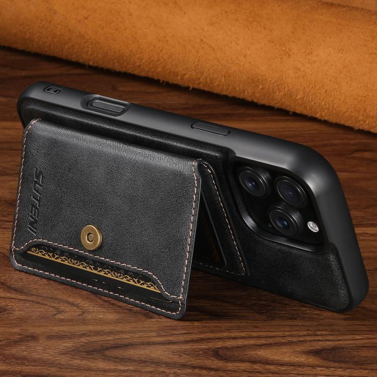 For iPhone 17 Suteni M4 Magnetic Card Bag MagSafe Leather Phone Case