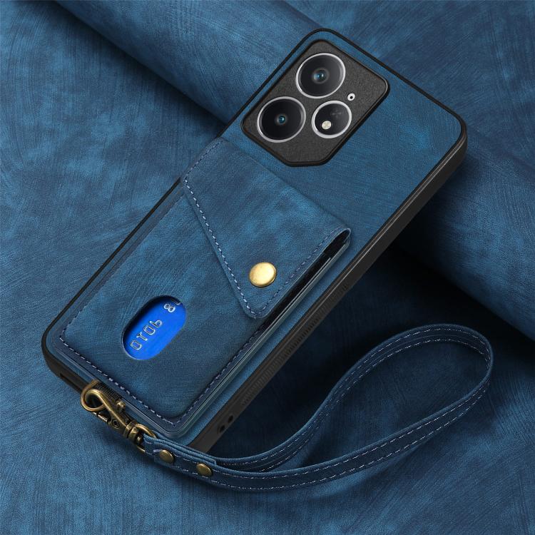 For Realme Neo7 Retro Card Wallet Fold Leather Phone Case with Strap