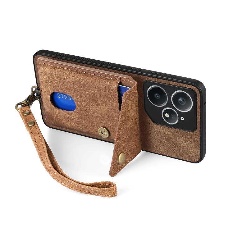 For Realme Neo7 Retro Card Wallet Fold Leather Phone Case with Strap