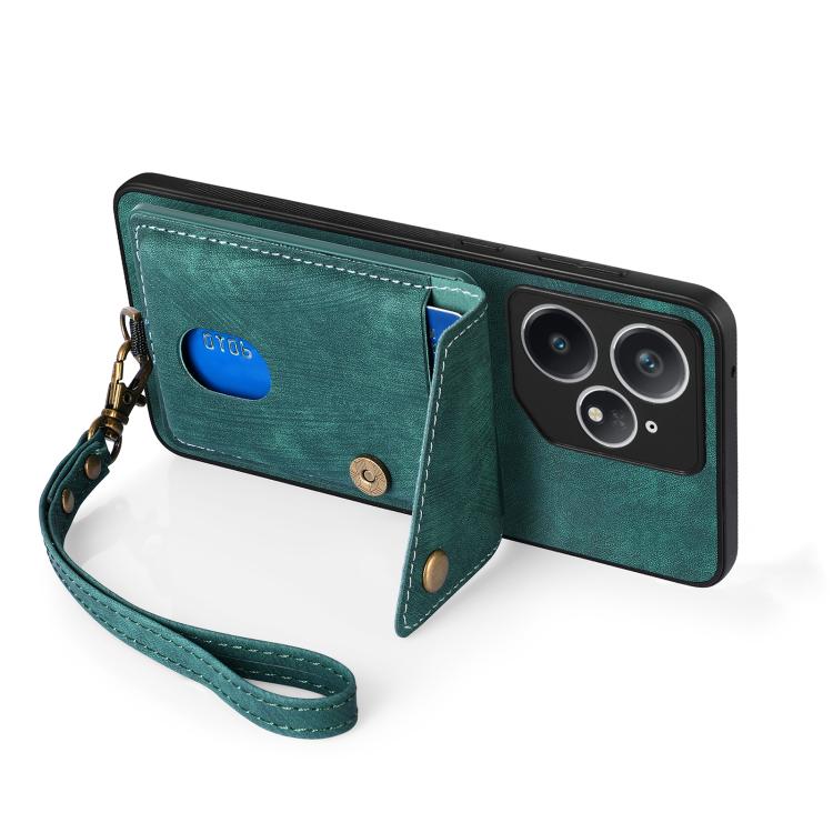 For Realme Neo7 Retro Card Wallet Fold Leather Phone Case with Strap