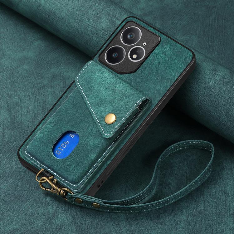 For Realme Neo7 Retro Card Wallet Fold Leather Phone Case with Strap