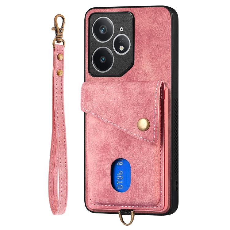 For Realme Neo7 Retro Card Wallet Fold Leather Phone Case with Strap