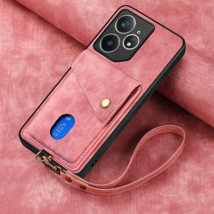 For Realme Neo7 Retro Card Wallet Fold Leather Phone Case with Strap