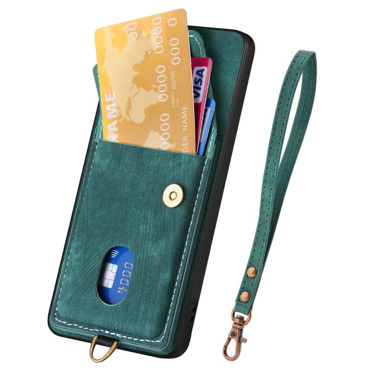 For Realme 14 Pro+ Retro Card Wallet Fold Leather Phone Case with Strap