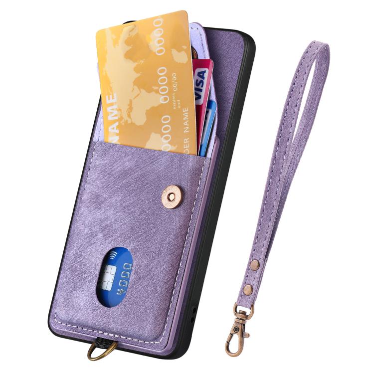 For Realme 14 Pro+ Retro Card Wallet Fold Leather Phone Case with Strap