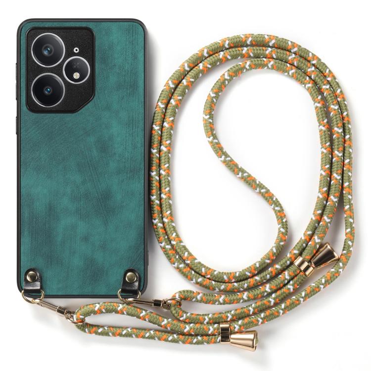 For Realme Neo7 Vintage Leather PC Back Cover Phone Case with Crossbody Strap