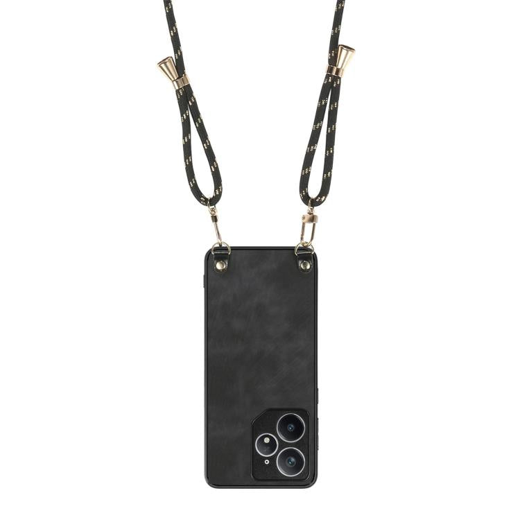 For Realme Neo7 Vintage Leather PC Back Cover Phone Case with Crossbody Strap