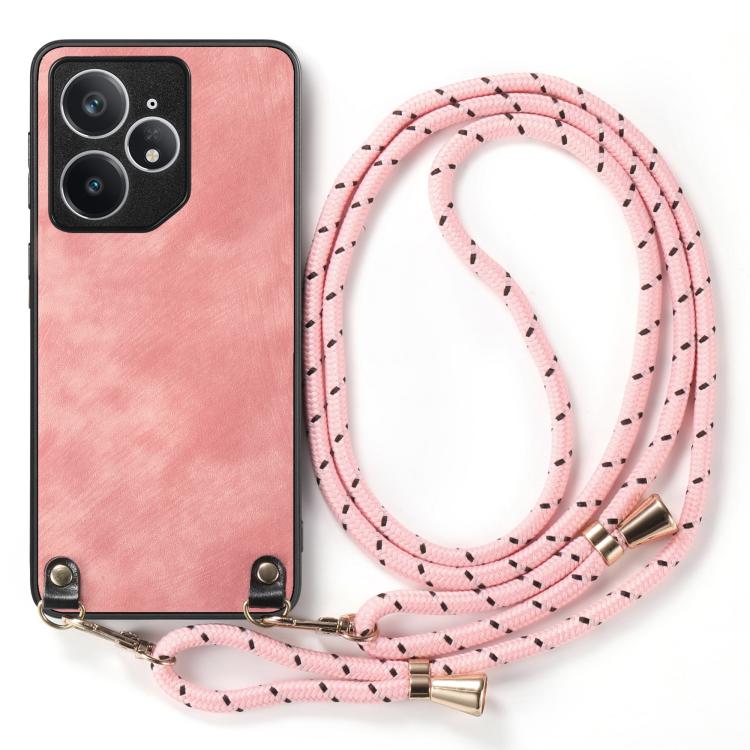 For Realme Neo7 Vintage Leather PC Back Cover Phone Case with Crossbody Strap