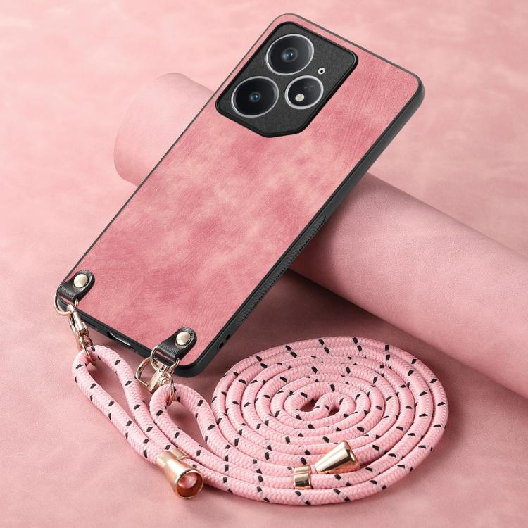 For Realme Neo7 Vintage Leather PC Back Cover Phone Case with Crossbody Strap