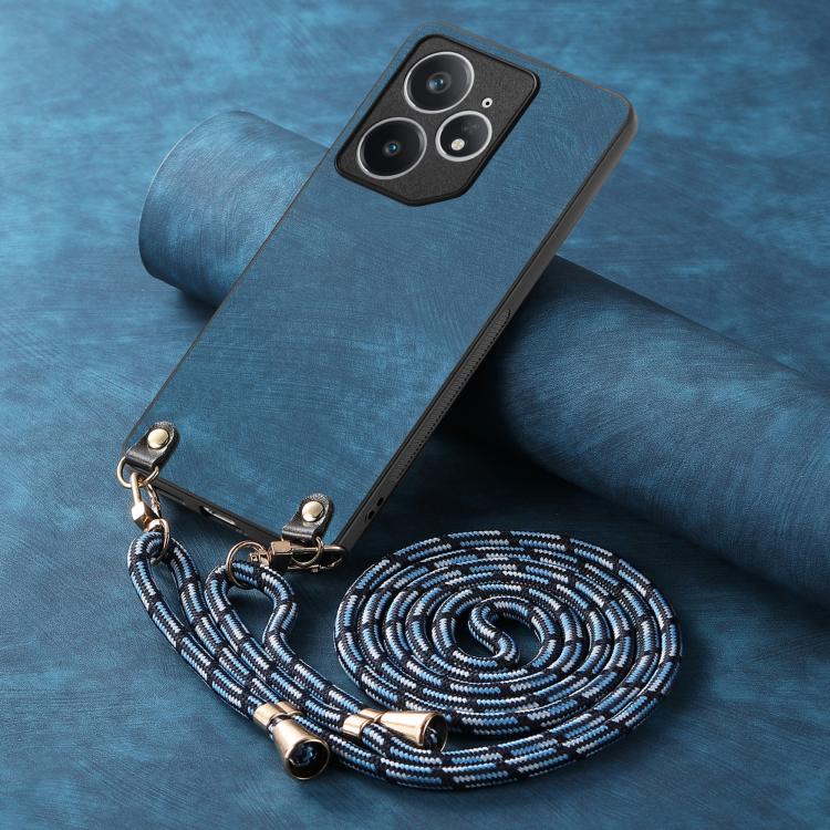 For Realme Neo7 Vintage Leather PC Back Cover Phone Case with Crossbody Strap