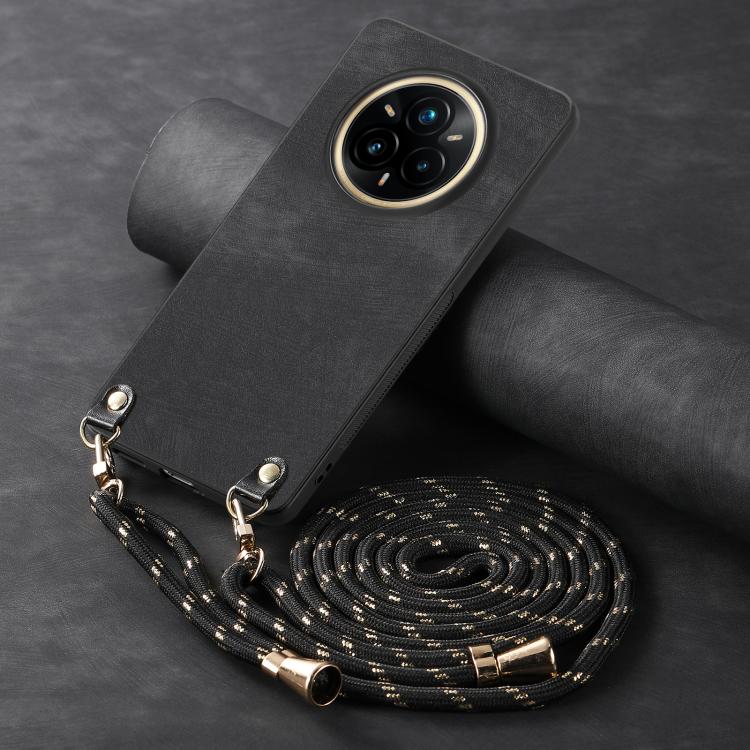 For Realme 14 Pro Vintage Leather PC Back Cover Phone Case with Crossbody Strap