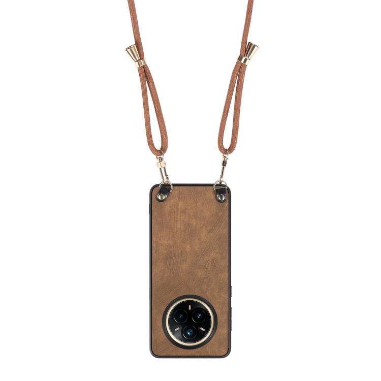 For Realme 14 Pro Vintage Leather PC Back Cover Phone Case with Crossbody Strap