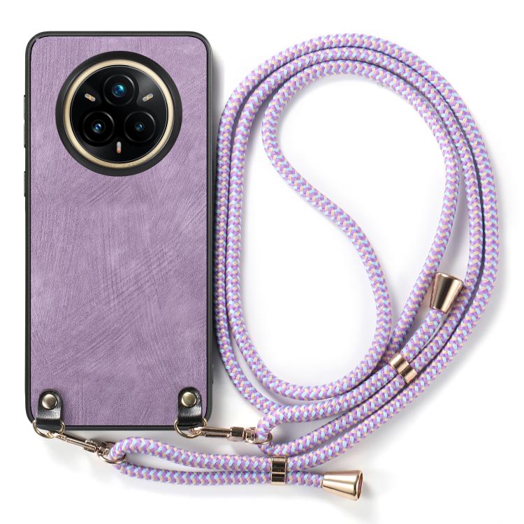 For Realme 14 Pro Vintage Leather PC Back Cover Phone Case with Crossbody Strap
