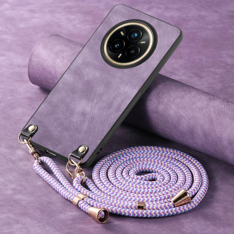 For Realme 14 Pro Vintage Leather PC Back Cover Phone Case with Crossbody Strap
