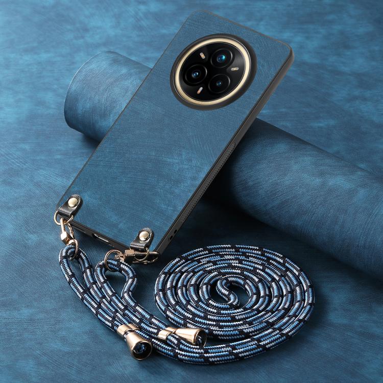 For Realme 14 Pro Vintage Leather PC Back Cover Phone Case with Crossbody Strap