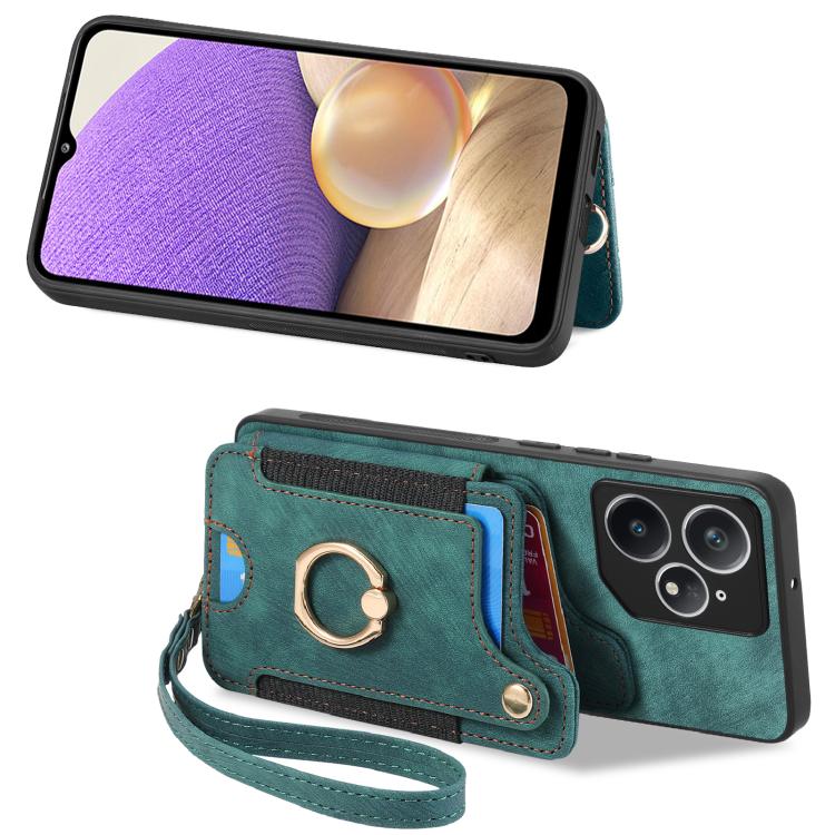 For Realme Neo7 Retro Skin-feel Ring Multi-card Wallet Phone Case