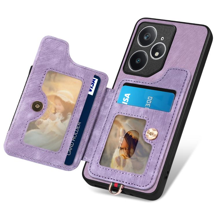 For Realme Neo7 Retro Skin-feel Ring Multi-card Wallet Phone Case