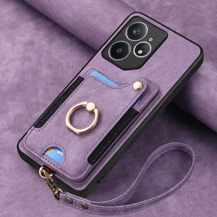 For Realme Neo7 Retro Skin-feel Ring Multi-card Wallet Phone Case