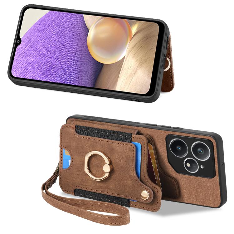 For Realme Neo7 Retro Skin-feel Ring Multi-card Wallet Phone Case