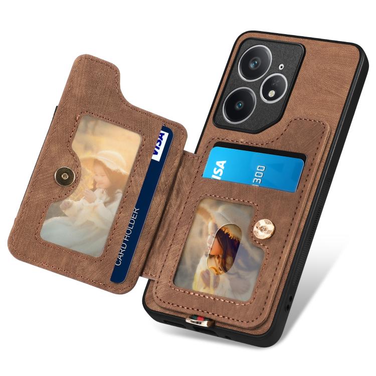 For Realme Neo7 Retro Skin-feel Ring Multi-card Wallet Phone Case