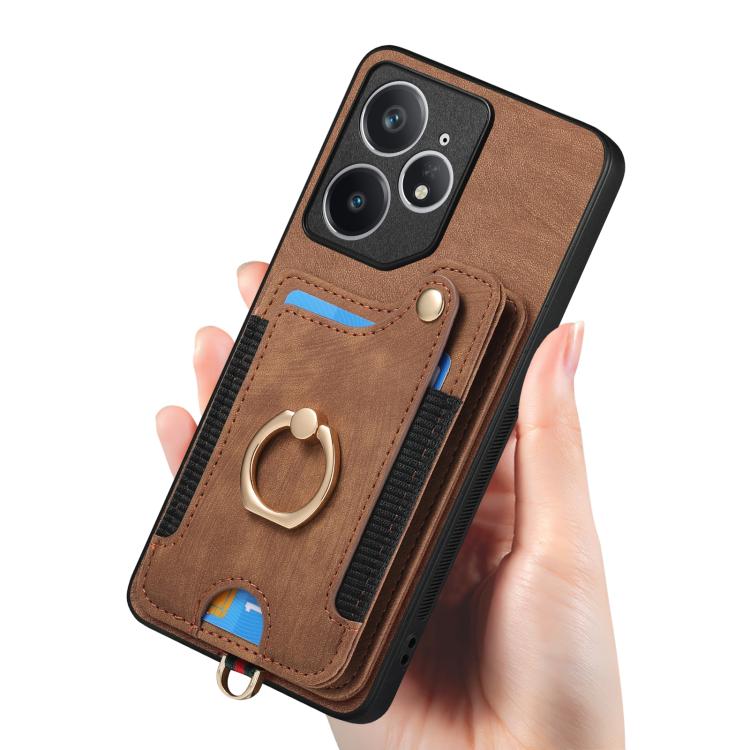 For Realme Neo7 Retro Skin-feel Ring Multi-card Wallet Phone Case