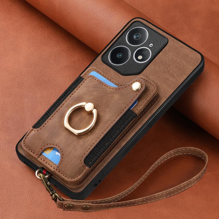For Realme Neo7 Retro Skin-feel Ring Multi-card Wallet Phone Case