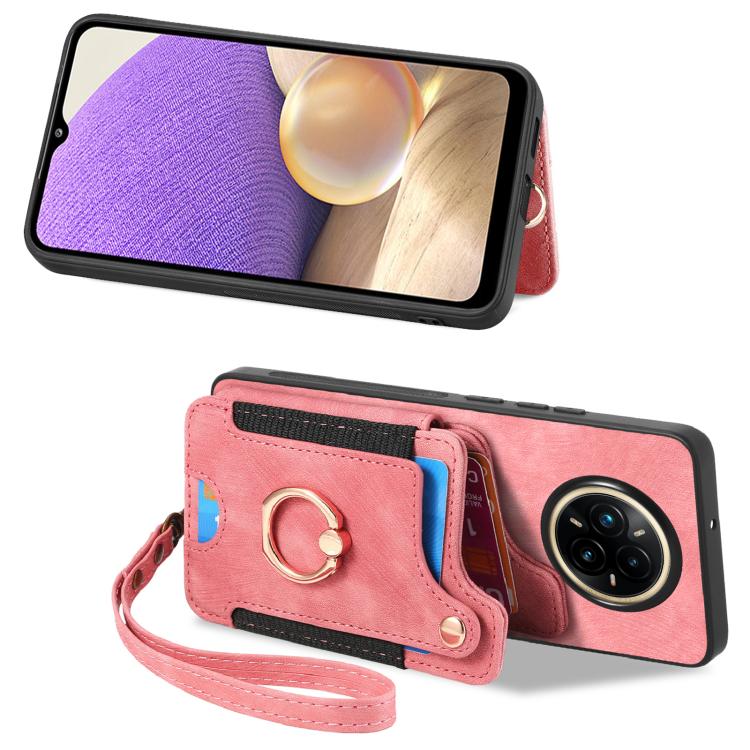 For Realme 14 Pro Retro Skin-feel Ring Multi-card Wallet Phone Case