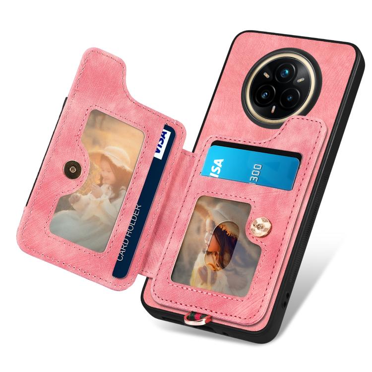 For Realme 14 Pro Retro Skin-feel Ring Multi-card Wallet Phone Case