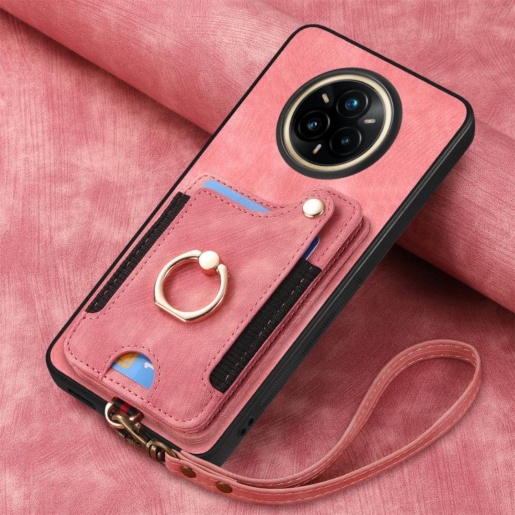 For Realme 14 Pro Retro Skin-feel Ring Multi-card Wallet Phone Case