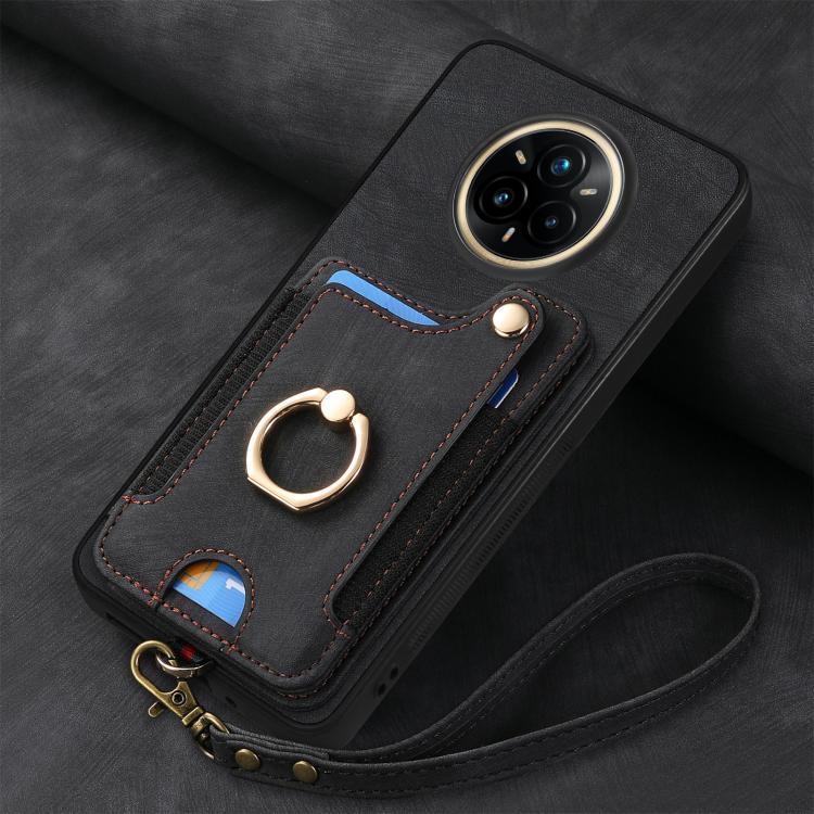 For Realme 14 Pro Retro Skin-feel Ring Multi-card Wallet Phone Case