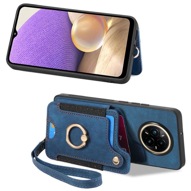 For Realme 14 Pro Retro Skin-feel Ring Multi-card Wallet Phone Case