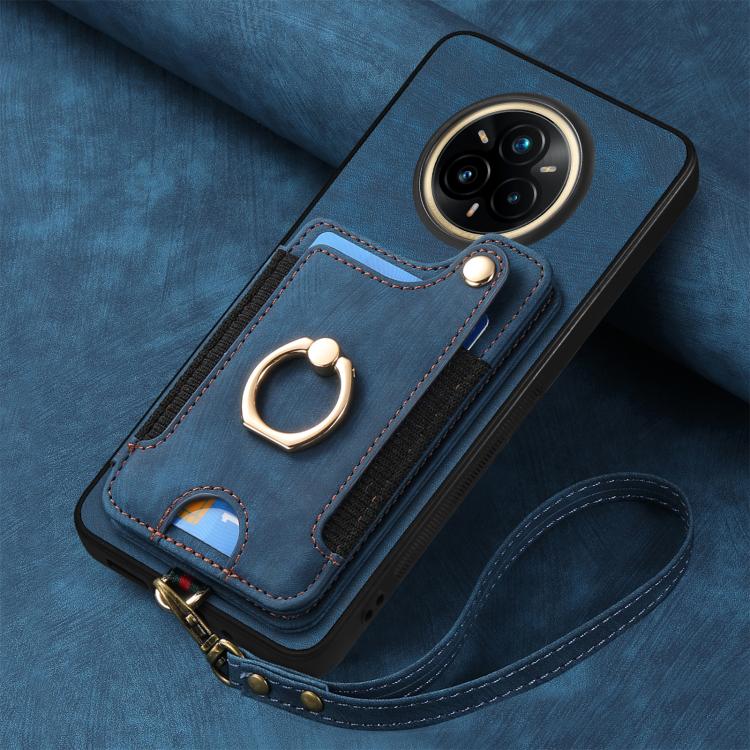 For Realme 14 Pro Retro Skin-feel Ring Multi-card Wallet Phone Case